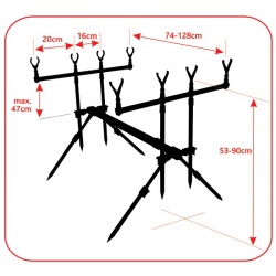 Rod Pod RP6 Baracuda pentru 4 Lansete Pescuit la Crap Feeder cu 4 posturi