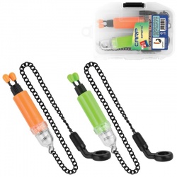 Hanger/swinger/semnalizator cu lant, cu iluminare, 2 buc/set, 2 culori, verde/portocaliu